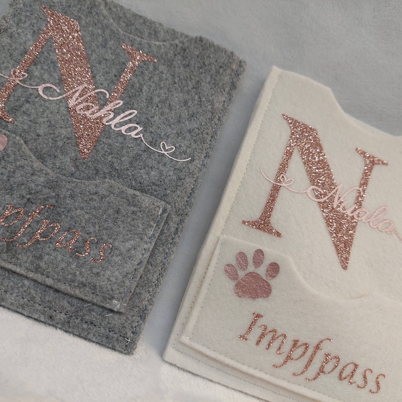 Vaccination passport cover for animal passport dog/cat, pet ID card, passport, EU passport made of felt with name, personalized, additional compartment image 3