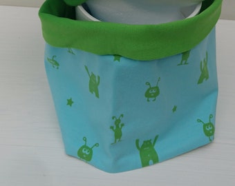 Loop scarf,boys,jersey, light blue green,monster, for head circumference from 58 cm