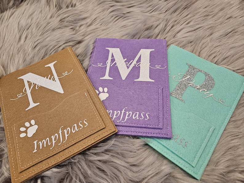 Vaccination passport cover for animal passport dog/cat, pet ID card, passport, EU passport made of felt with name, personalized, additional compartment image 8