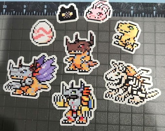 Digimon Pixel Agumon Digivolution Line Glossy Stickers