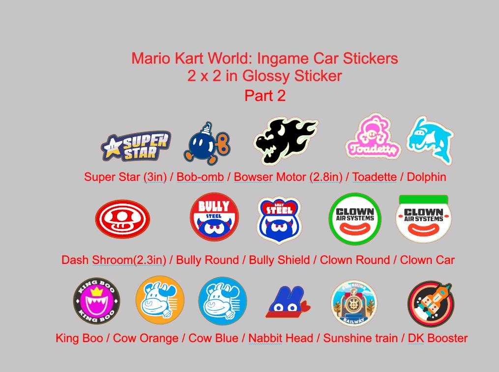 Mario Kart World Ingame Stickers Glossy Vinyl Sticker 2 X 2 Inch - Etsy