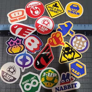 Updated! Mario Kart World InGame Stickers Glossy Sticker 2 x 2 inch