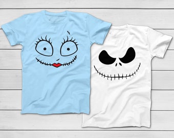 Jack Skellington and Sally Couples T-Shirt For Mickey's Not So Scary Halloween Party - Disney Group Shirts - Halloween Costume T-Shirts