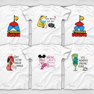 Alice In Wonderland Funny Disney Wine Drinking T-Shirts  EPCOT - The bottle did say drink me We&#39;re all drunk here It&#39;s always drink time