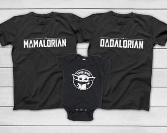 Mamalorian Dadalorian The Child Matching Tees | Mommy Daddy Son Daughter Shirts | Star Wars Disney Vacation T-Shirts The Mandalorian
