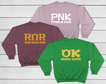Sudadera de fraternidad y hermandad Monsters Inc. - OK Oozma Kappa - PNK Python Nu Kappa - ROR Roar Omega Roar - Viaje a Disney - Halloween