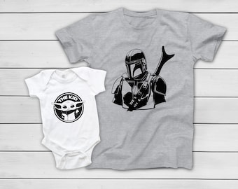Mandalorian Dadalorian The Child Matching Shirts, Dad Son Daughter Shirts Star Wars Tee Disney Vacation Shirts | Father's Day Matching Tees