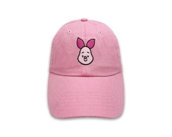 Piglet Cute Winnie The Pooh Embroidered Cap | Pooh and Friends | Adult and Kids Unstructured Cap Embroidered with Polyneon Thread