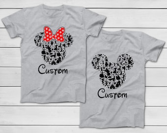 CUSTOM Mickey Minnie Ears Characters T-Shirt - Disney Group Shirts - Disney World Family Trip T-Shirts - Couples Shirts