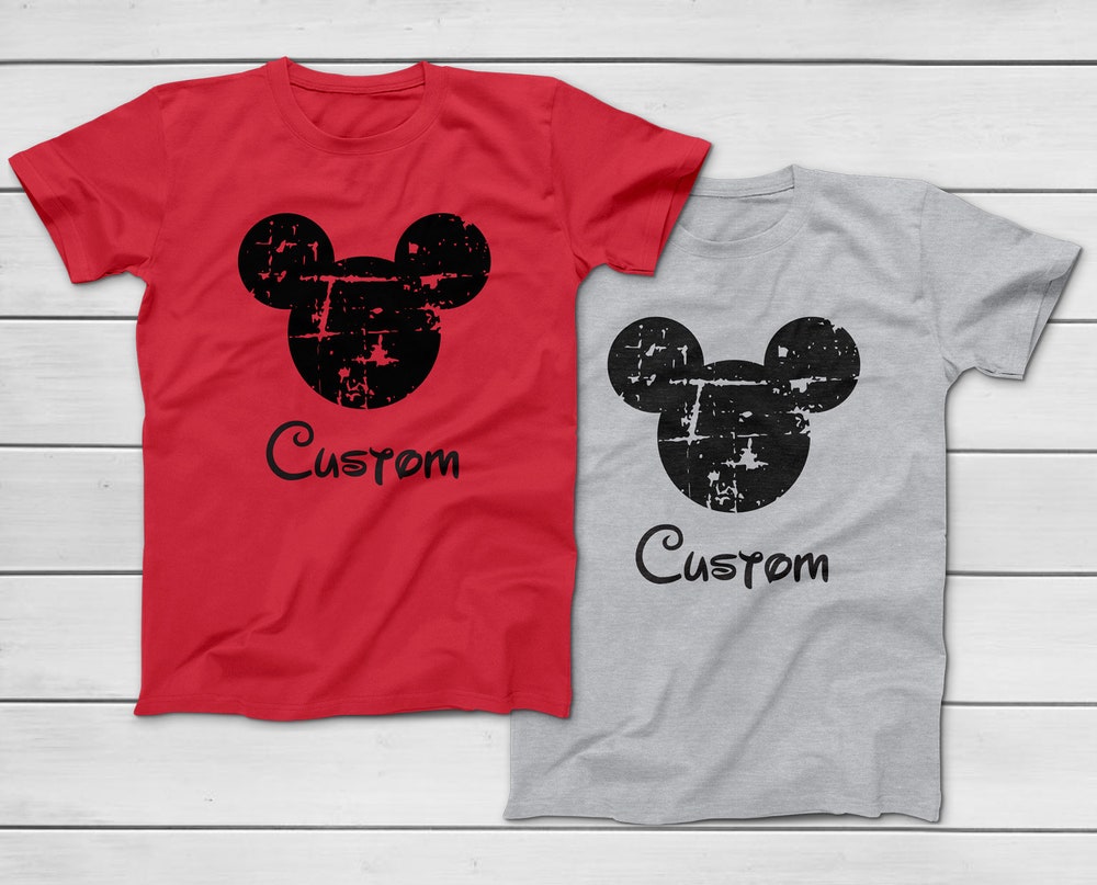 Custom Vintage Mickey Head T-Shirt - Disney Group Shirts - Disney World Family Trip T-Shirts - Mickey Ears Trendy Fashion