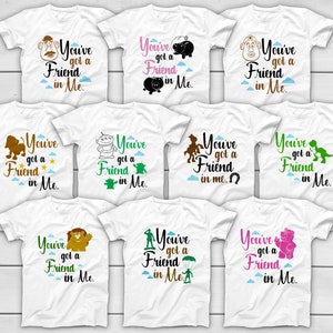 TOY STORY You&#39;ve Got A Friend In Me - Mr and Mrs Potato Head Rex Slinky Dog Alien Soldiers Hamm Bullseye Mr. Pricklepants Huggin&#39; Bear Tees