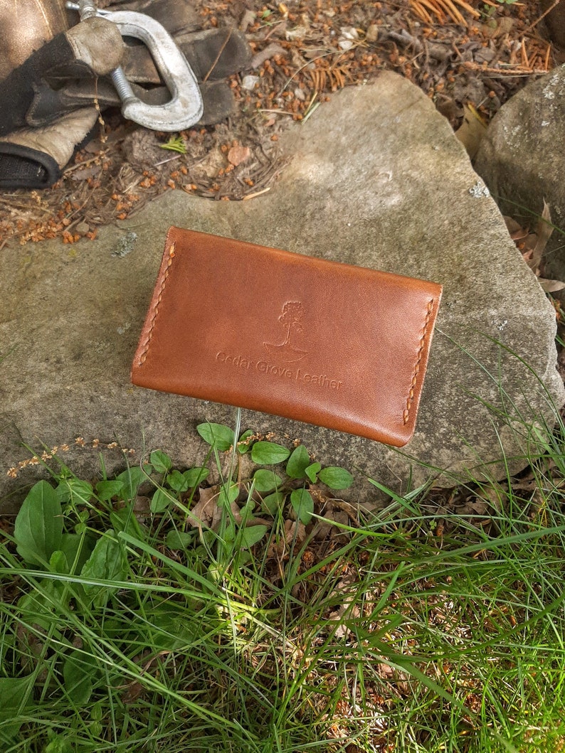 Banded USA MADE leather wallet with top flap band closure Etsy