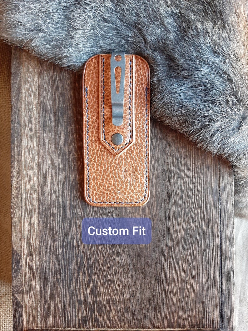 Dual Grip Clip Slip pocket knife sleeve full grain leather Etsy