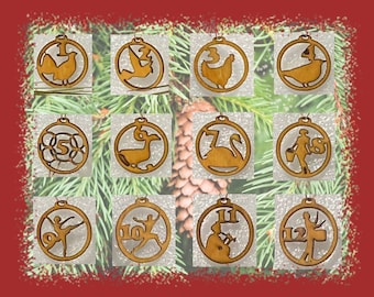 Twelve Days of Christmas - Hand Made, Laser Cut - Wooden Ornaments, Gift Tags, Decorations, or...?