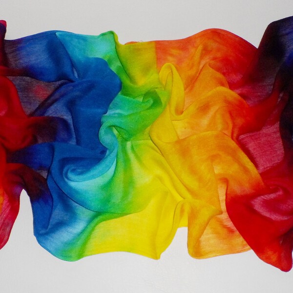 Regenbogen Hippie Schal aus Deutschland ca.165x65cm Batik, tie dye, selbst hangefärbt, Unikat