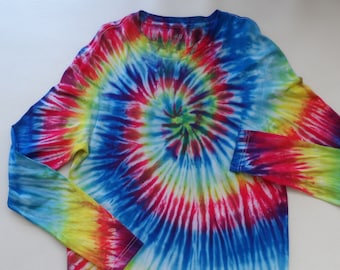 Hippie Langarmshirt unisex aus Deutschland Gr.S Batik, tie dye, Festival, selbst hangefärbt, Unikat