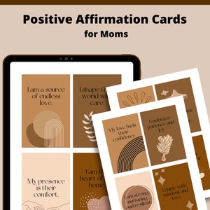 Tarjetas de afirmación positiva imprimibles para mamás - Afirmaciones inspiradoras de mamá - Autocuidado y empoderamiento - Descarga instantánea