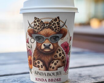 Kinda Boujee Kinda Broke PNG, funny baby highland cow png, funny mom sublimation design, Funny boujee digital design for shirt