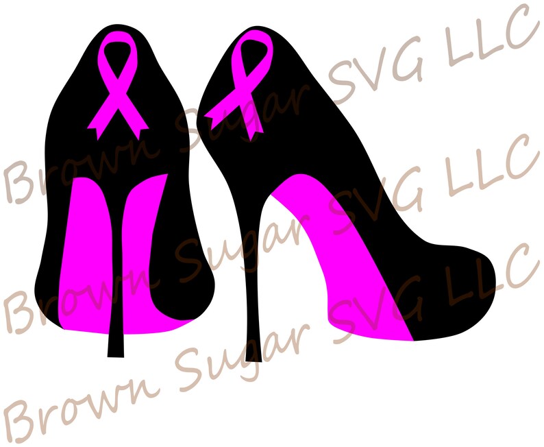 Pink Ribbon Heels SVG Etsy