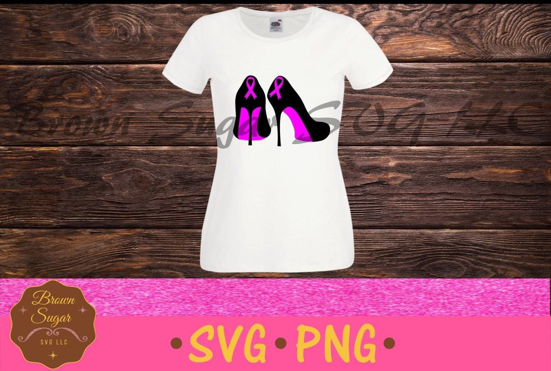 Pink Ribbon Heels SVG Etsy