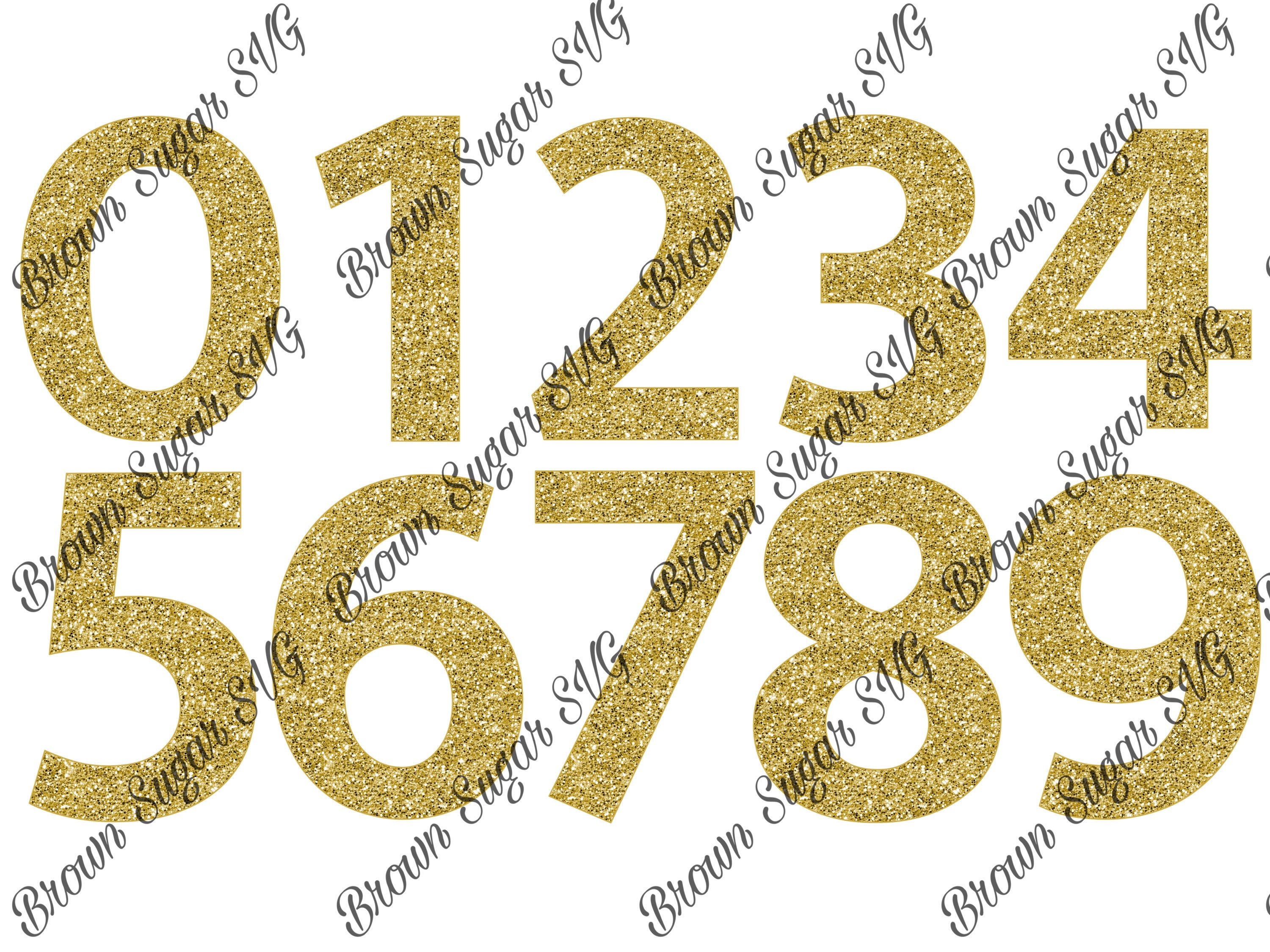 gold glitter numbers png instant download etsy