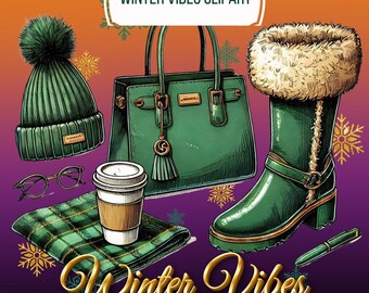 Winter Vibes, Winter basics Green Christmas PNG Sublimation Design Download UVDTF Shirt Sticker PNG Green Christmas Bougie Boojee Design