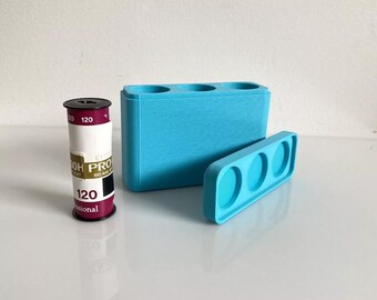 120mm Film holder / storage container - 3D Printed Light Blue. Film Not included.