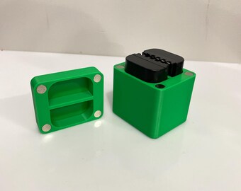 Pentax D-Li90 3D Printed Green Battery Holder Holds 2 Pieces. Magnetic Lid.