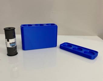 120mm Film holder / storage container - 3D Printed Blue. Film Not included.