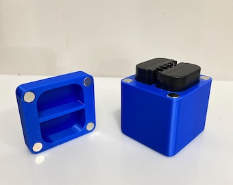 Pentax D-Li90 3D Printed Blue Battery Holder Holds 2 Pieces. Magnetic Lid.