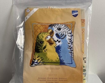 Cross Stitch Kit Embroidery Package Budgerigars 40x40CM Vervaco Opened PN0145314