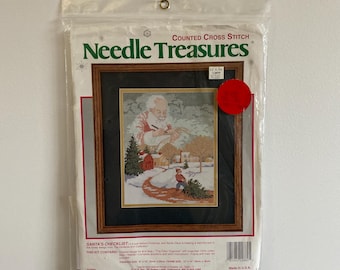 Needle Treasures SANTA'S CHECKLIST Counted Cross Stitch Kit 02880 New Vintage