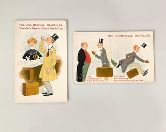 Lot of 2 Unposted The Commercial Traveller Postcards Great Britain 1900's Era.