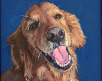 Hand painted dog portrait from photo, oil painting on canvas, pet memorial art, dog loss gift idea