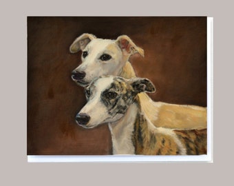 Whippet dog notecard, whippet dog birthday card blank inside, gift for dog lover, dog note cards