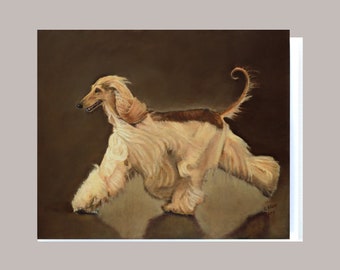 Afghan Hound dog card, afghan hound birthday card blank inside, dog note cards