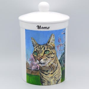 Custom Pet Portrait Urn: Hand-Painted Ceramic Cremation Urn for Cats and Small Pets