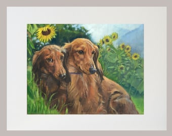Dachshund Dog Print from the original painting, Dachshund decor, white mat Included, dog wall art