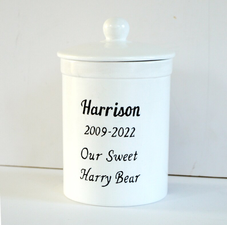 Custom Cat Urn, Ceramic pet urn for ashes, Cat Memorial with hand painted portrait, Personalized small pet urn image 10
