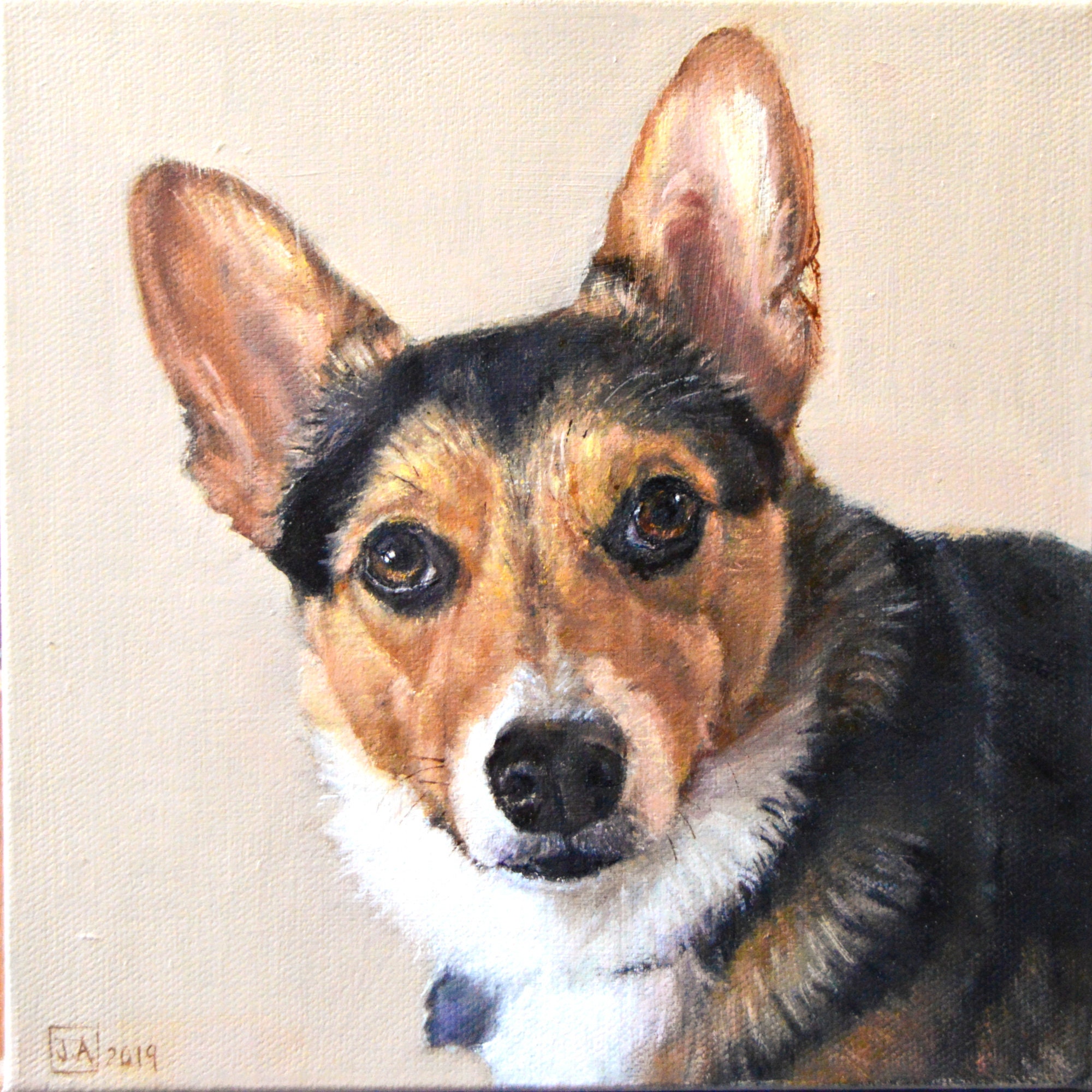 Hand Painted Custom Dog Portrait, Oil Painting on Canvas, Pet Memorial ...