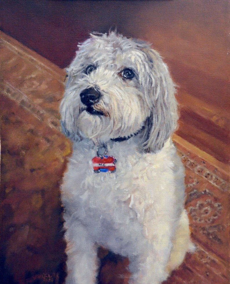 Custom Dog Portrait, Hand Painted Oil Painting on Canvas, Pet Memorial ...
