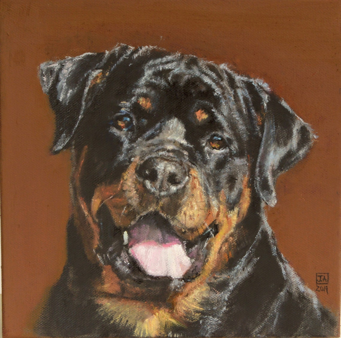 Rottweiler Dog Oil Painting on Canvas Realistic Dog Wall Art Etsy