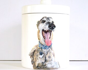 Custom pet urn for ashes hand painted with pet portrait from photo, dog urn, cat urn, personalized pet memorial gift