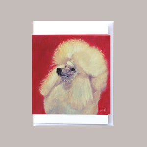 Poodle dog greeting card, poodle dog birthday card blank inside, dog note cards