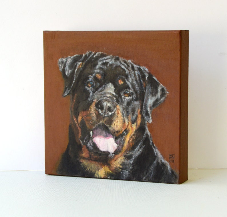 Rottweiler dog original oil painting on canvas rottweiler dog Etsy