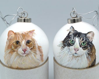 Custom pet ornament, realistic pet painting from photo, cat dog ornament, cat memorial gift, pet sympathy gift