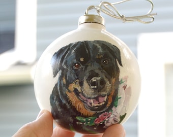 Hand-Painted Dog Ornament, Personalized with Custom Pet Portrait, Ceramic Pet Memorial Gift, Custom Cat Ornament, pet ornament