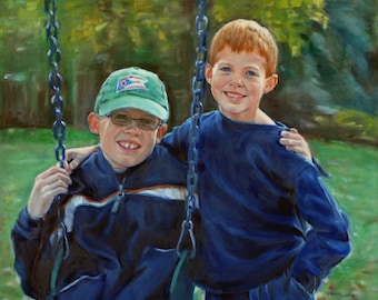 Custom children oil portrait, hand painted on canvas, various sizes