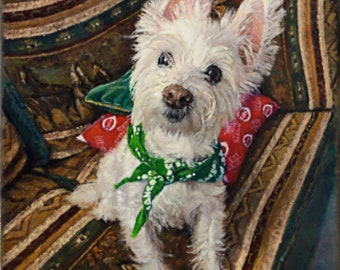 Hand-Painted Custom Pet Portrait, Dog Oil Painting on Canvas, Pet Memorial Art