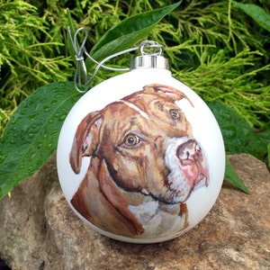 Ceramic Custom Dog Ornament, pet ornament, pet portrait hand painted from your photo, personalized dog gift, dog loss gift
